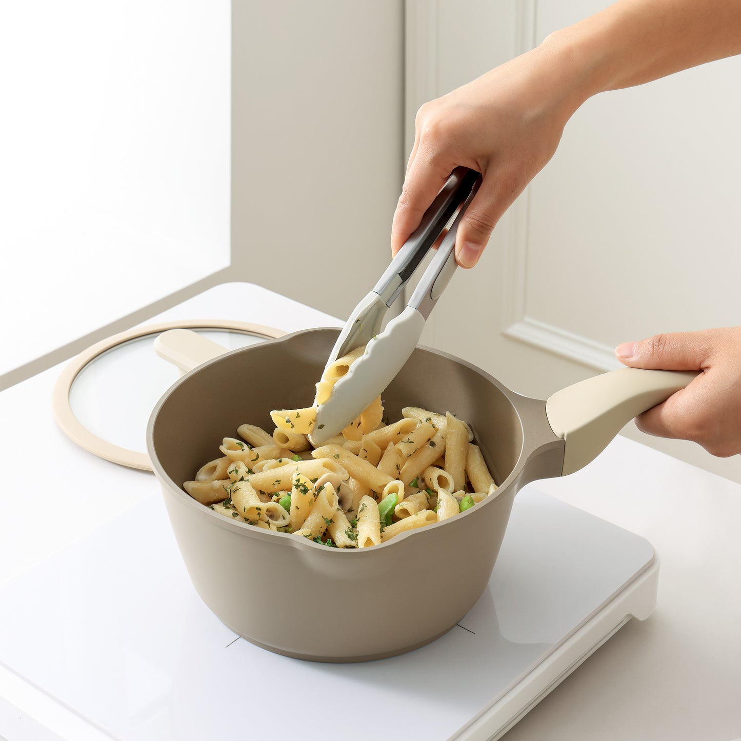 PRICUSIS Nonstick Ceramic Sauce Pan with Lid 2 QT