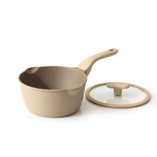 PRICUSIS Nonstick Ceramic Sauce Pan with Lid 2 QT