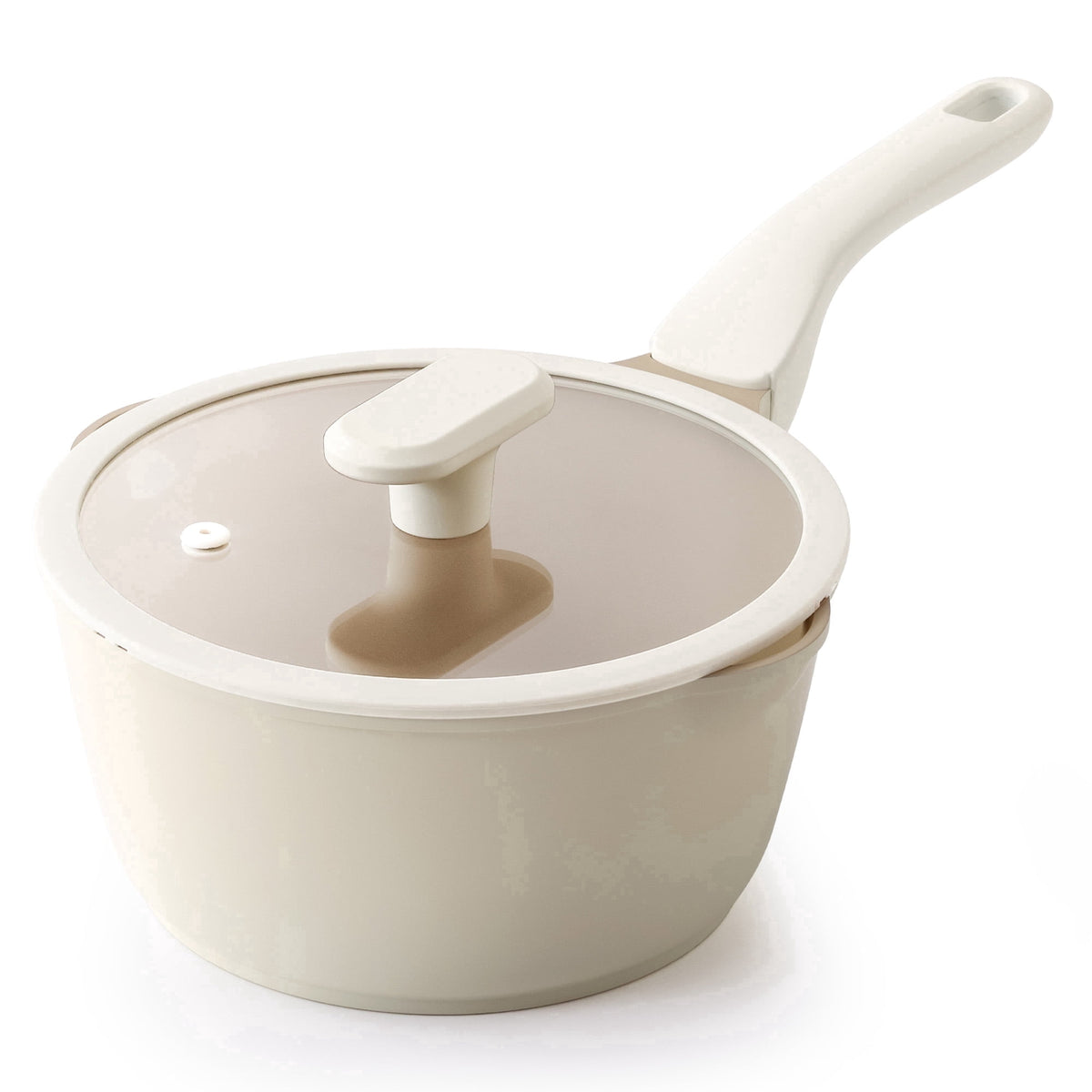 Ivory saucepan with lid.