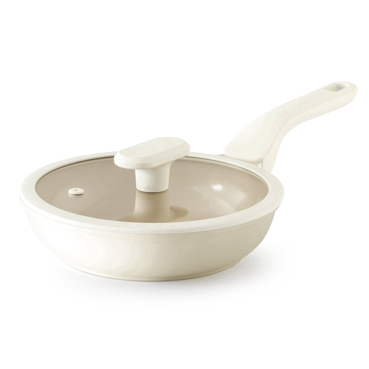 Ivory frying pan with lid.