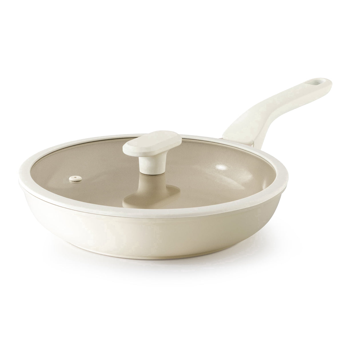 Ivory frying pan with lid.